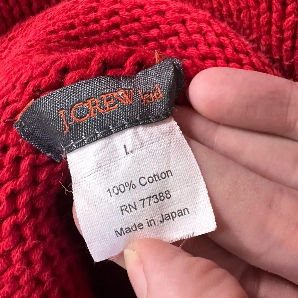 J.Crew Kids Cherry Red Roll Neck Cotton Knit Sweater – Made in Japan Large